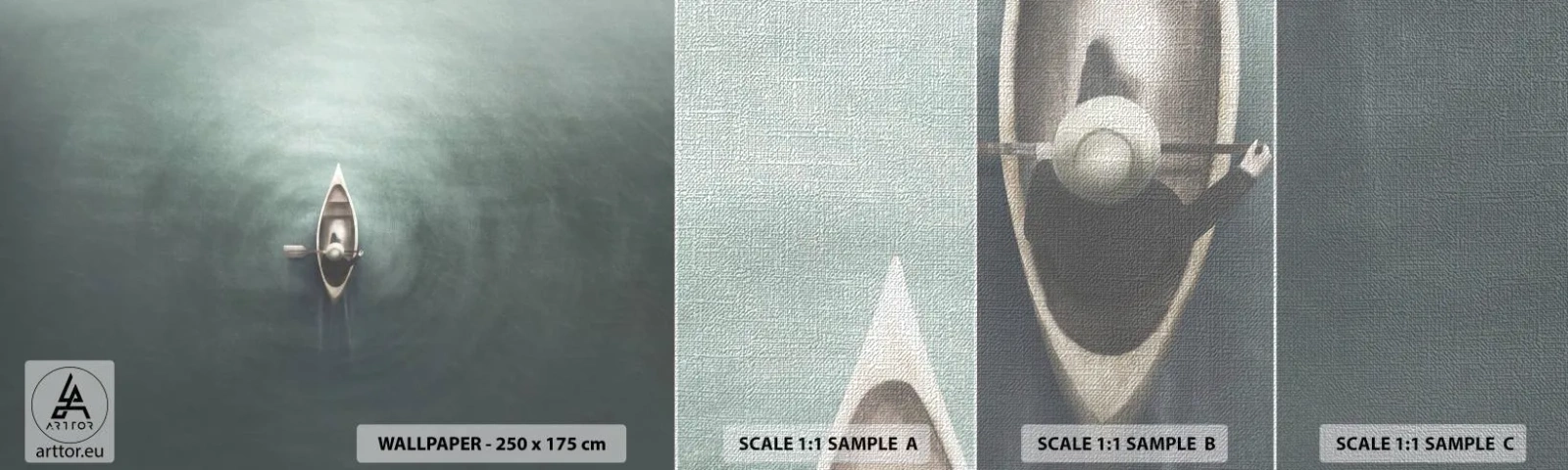 Fotótapéta Minta Premium Canvas - Egy holdfényes tavon át - Nyugalom, Tó, Kajak - 100x30 cm