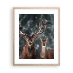 Poszter világos tölgy keretben - Az erdő ura a feleségével - 40x50 cm