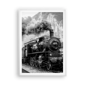 Poszter fekete keretben - Indulását a mozdony várja… - 70x100 cm