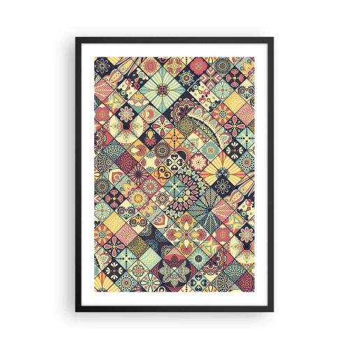 Poszter fehér keretben - Színes mozaikszerű minta - 50x70cm - Marokkói hangulat - Modern fali dekoráció nappalihoz és hálószobához ARTTOR