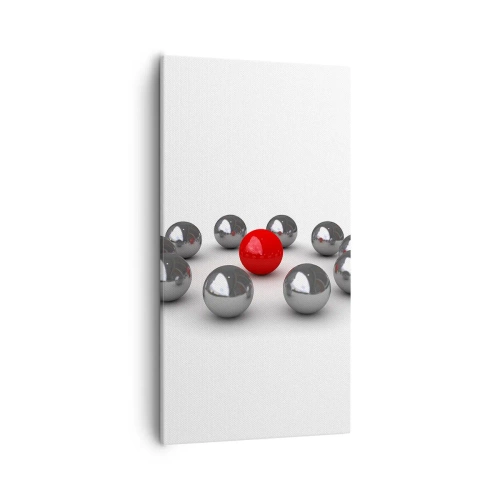 Vászonkép - Ezüst és piros kör - 55x100 cm