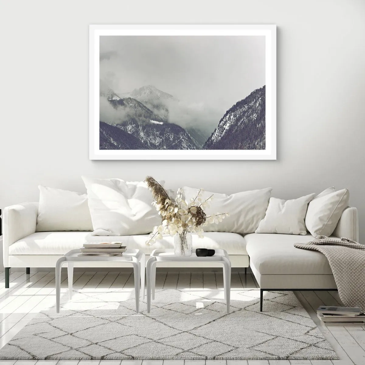 Poszter fekete keretben - Ködös völgy - 91x61 cm