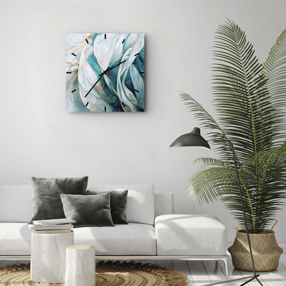 Falióra, Óra - Kék absztrakció arany motívummal - 40x40 cm