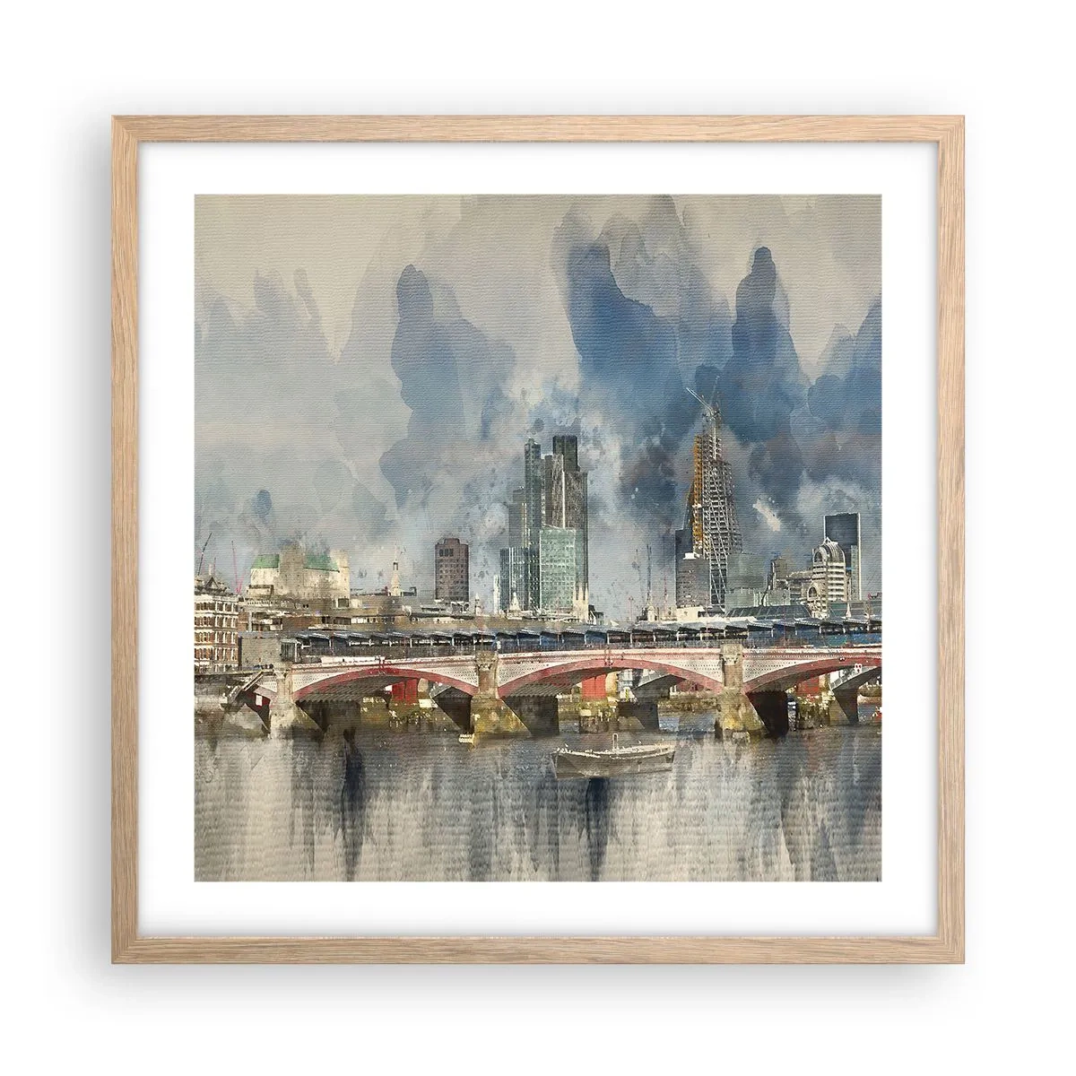 Poszter világos tölgy keretben - London teljes pompájában - 50x50 cm