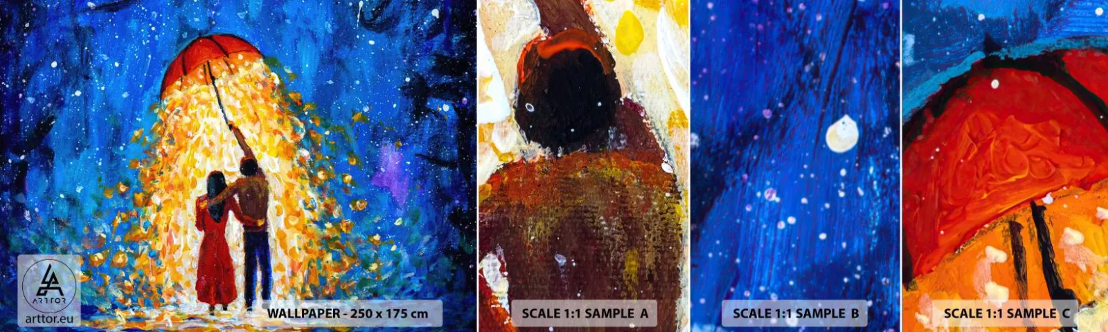 Fotótapéta Minta Standard Eco - Egy esős este varázsa? - Romantikus, Párosít, Szerelem - 100x30 cm