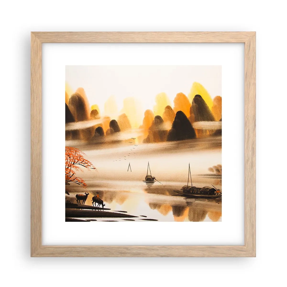 Poszter világos tölgy keretben - Távolabb, mint a Távol-Kelet - 30x30 cm