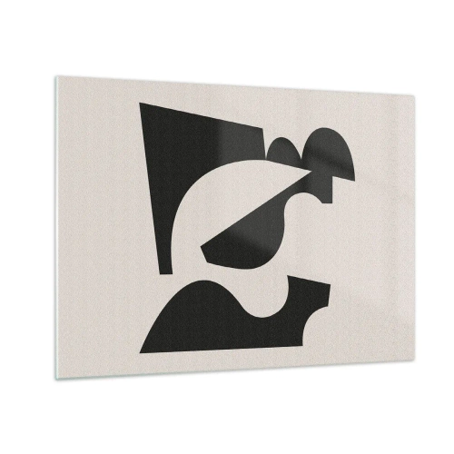 Üveg kép - Absztrakt fekete-fehér geometrikus kompozíció - 70x50cm - Önálló összeállításra - Modern fali dekoráció nappalihoz és hálószobához ARTTOR