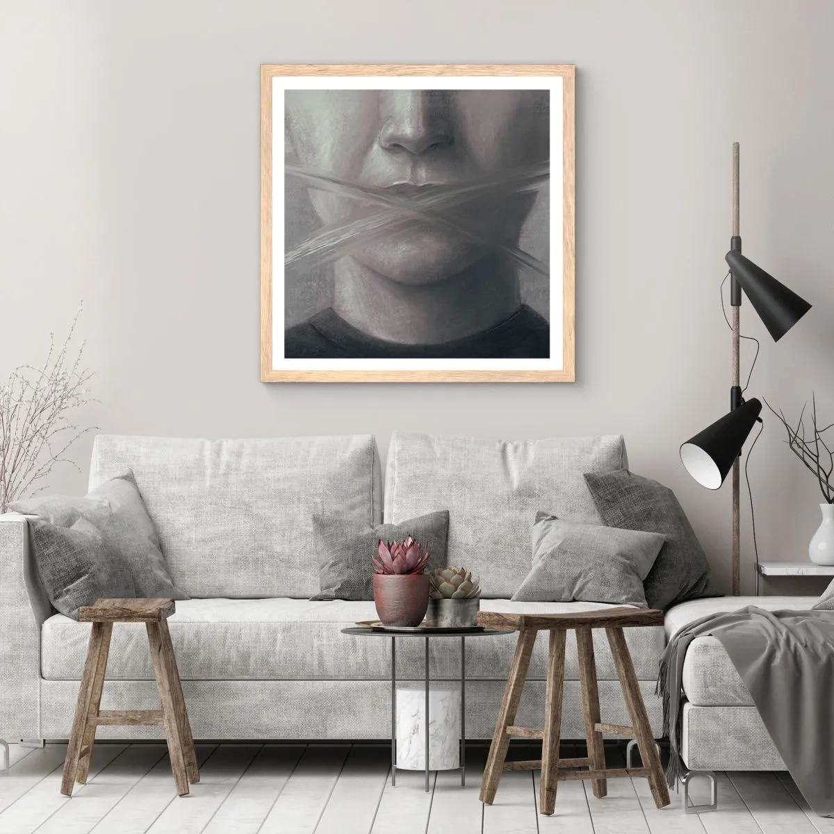 Poszter világos tölgy keretben - Szó nélkül - 40x40 cm