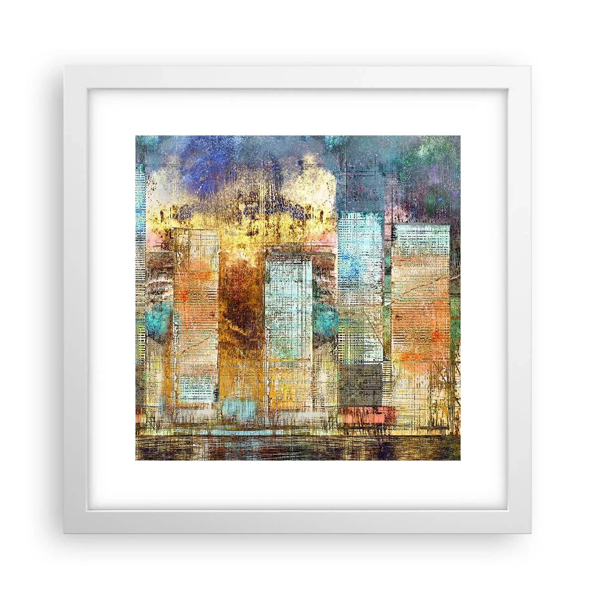 Poszter fekete keretben - Napfényes metropolisz - 30x30 cm