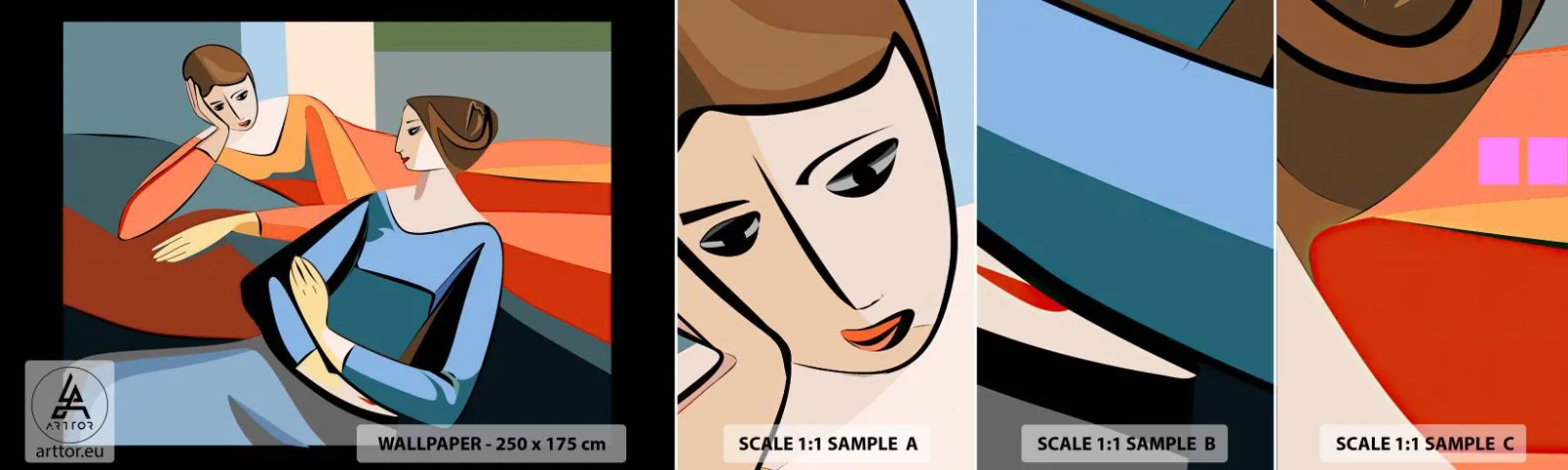 Fotótapéta Minta Standard Eco - A bizalmak pillanata - Kubizmus, portré, Nők - 100x30 cm