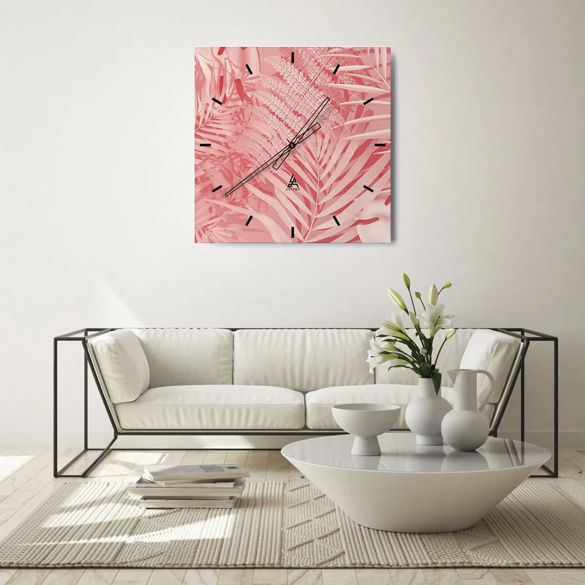 Falióra, Óra - Rózsaszín koncepció - 40x40 cm