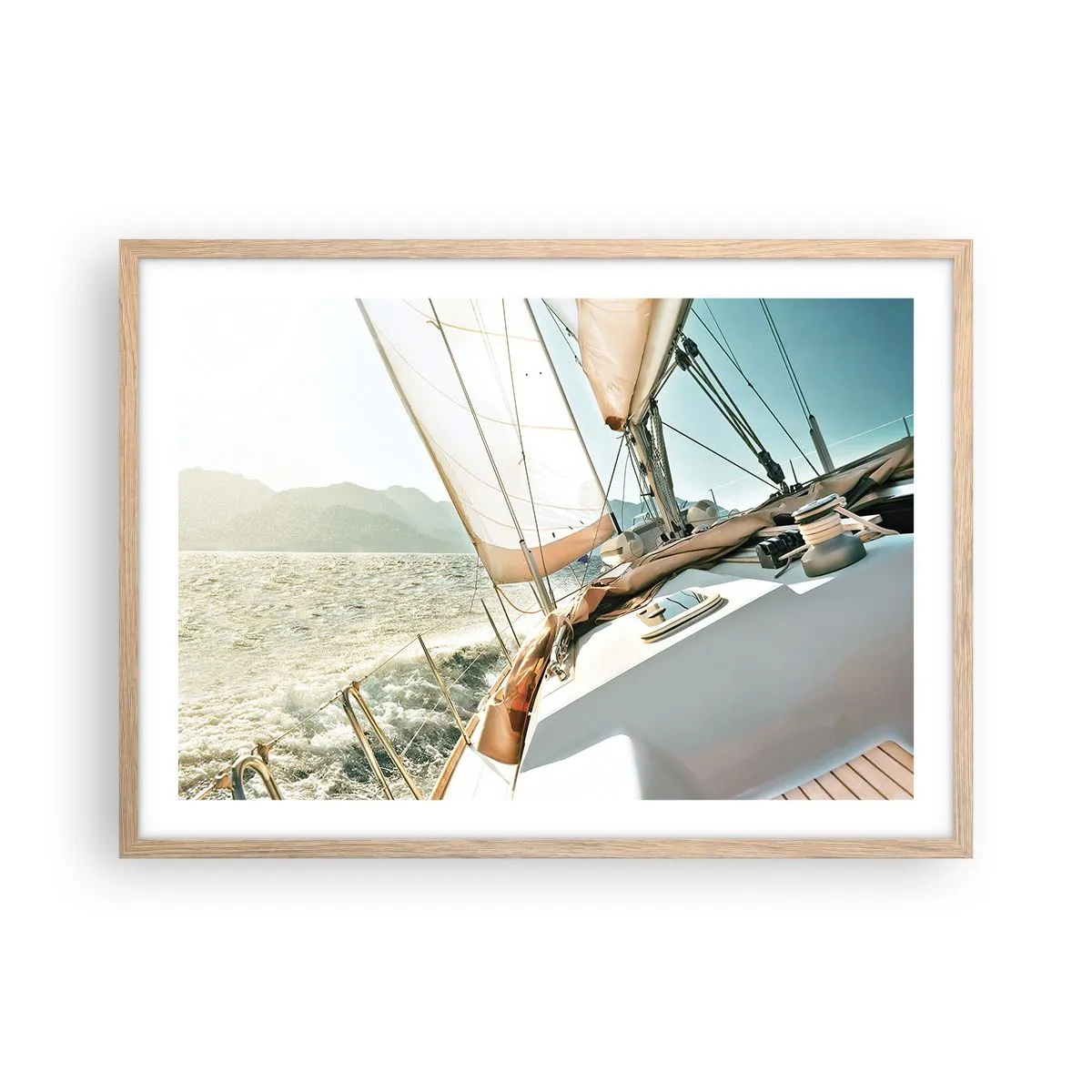 Poszter világos tölgy keretben - Dagadó vitorlákkal - 70x50 cm