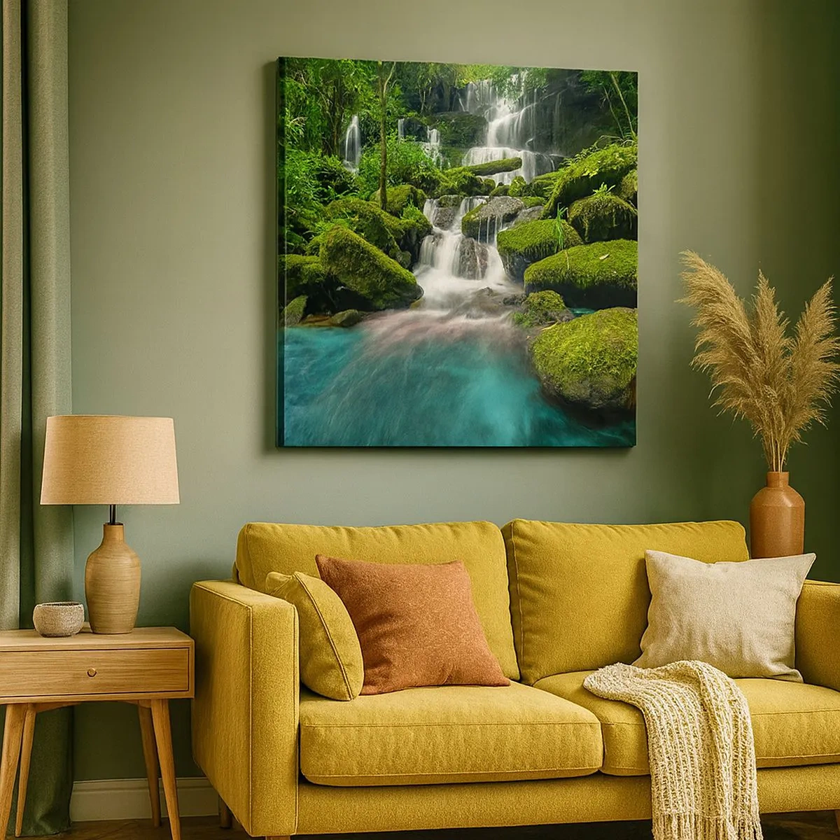 Vászonkép - Türkiz, zafír és folyékony ezüst - 30x30 cm