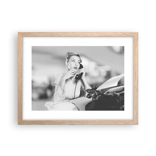 Poszter világos tölgy keretben - Hello, itt az 50-es évek. - 40x30 cm