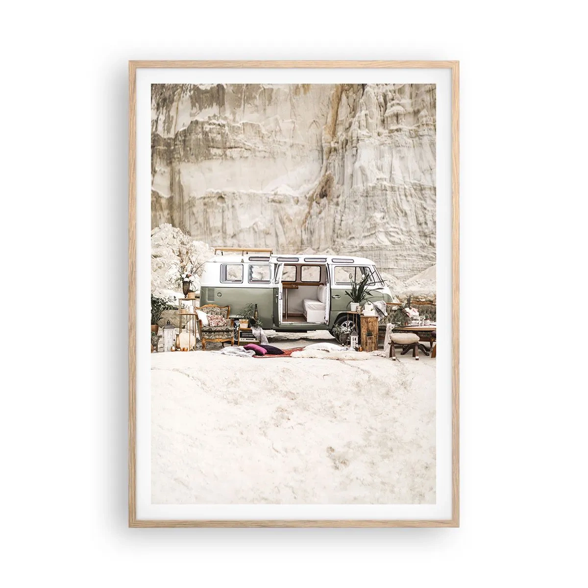 Poszter világos tölgy keretben - Ideje elkezdeni az utazást - 70x100 cm