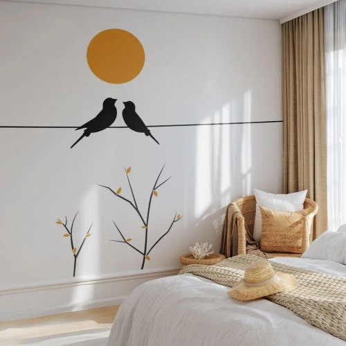 Öntapadós Fotótapéta Deluxe Sticker - Fülemüle este - Absztrakció, Madarak, Grafika - 250x175 cm