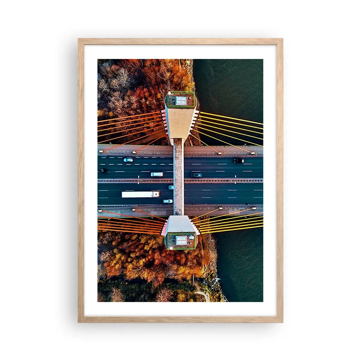 Poszter világos tölgy keretben - TÚL a vizeken, túl az erdőkön - 50x70 cm