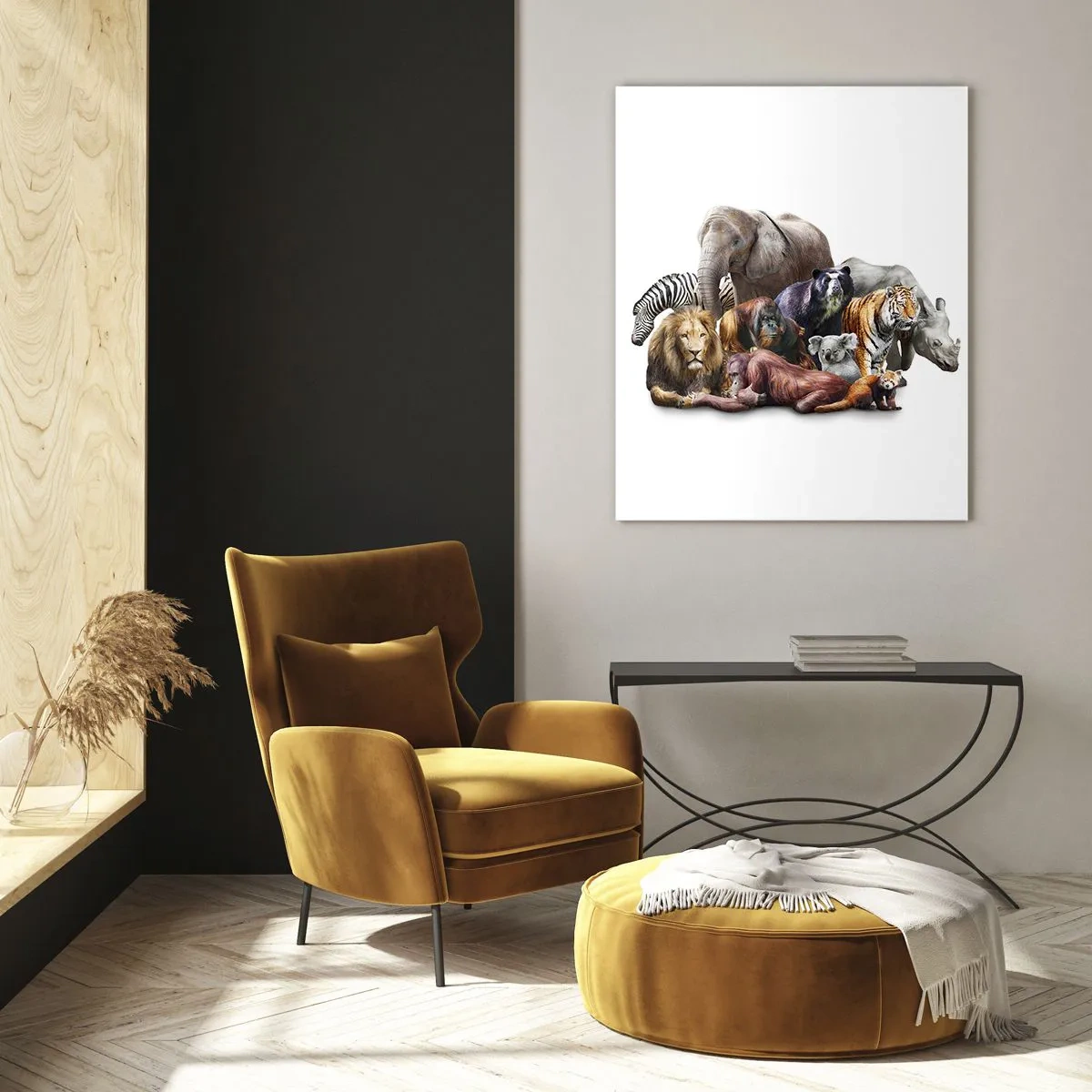 Üveg kép - Afrikai családi fotózás - 50x70 cm