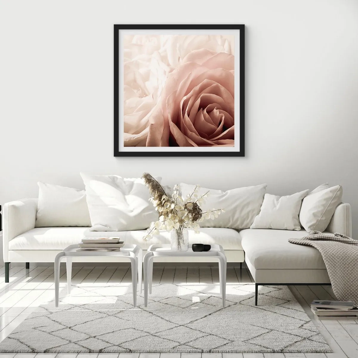 Poszter fehér keretben - Egy rózsa szívében - 60x60 cm