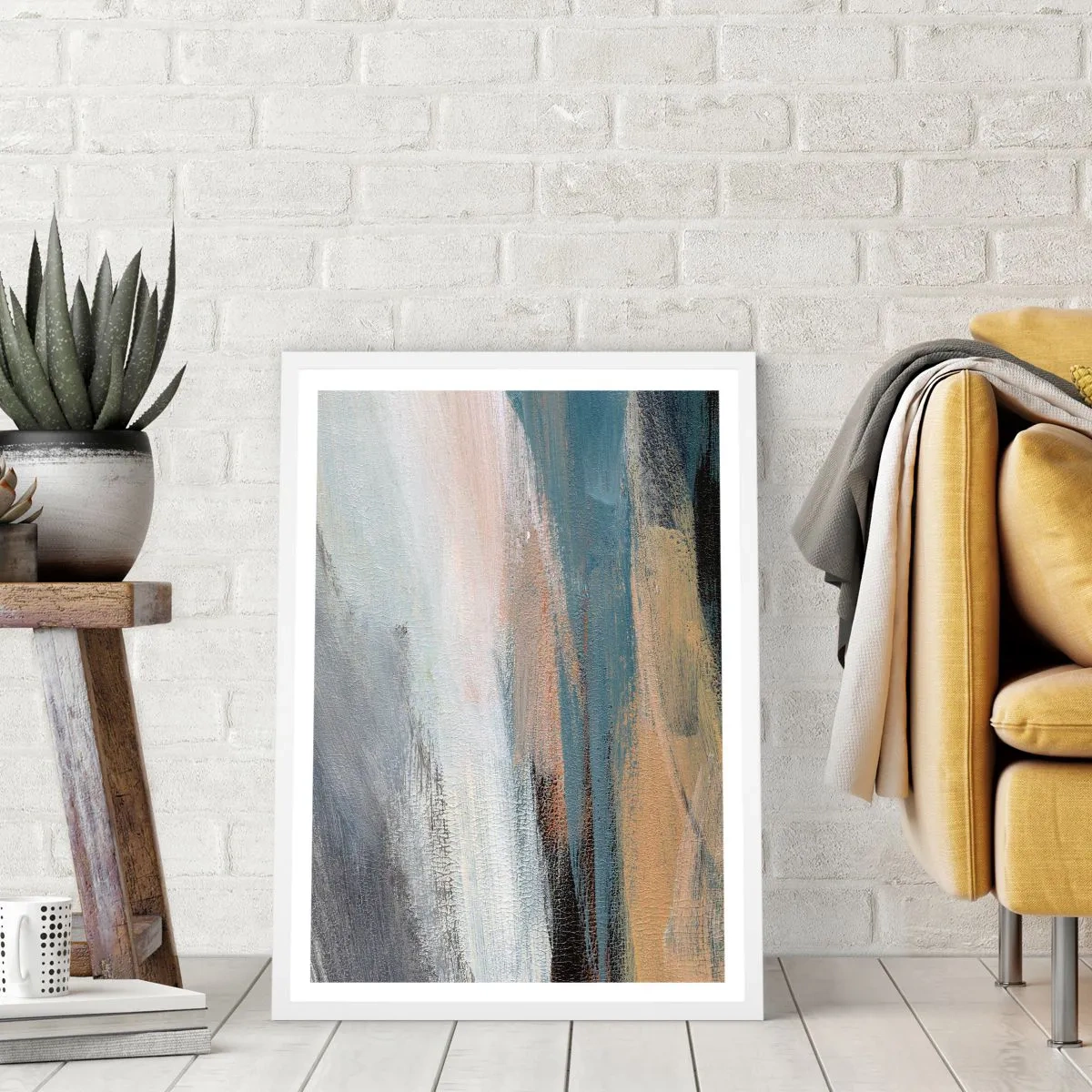 Poszter fekete keretben - Absztrakció: északi táj - 61x91 cm