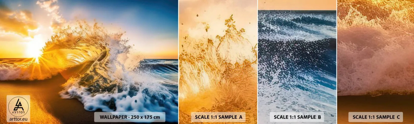 Fotótapéta Minta Öntapadós Deluxe Sticker - Játék a homokban - Hullám, Tenger, Víz - 100x30 cm