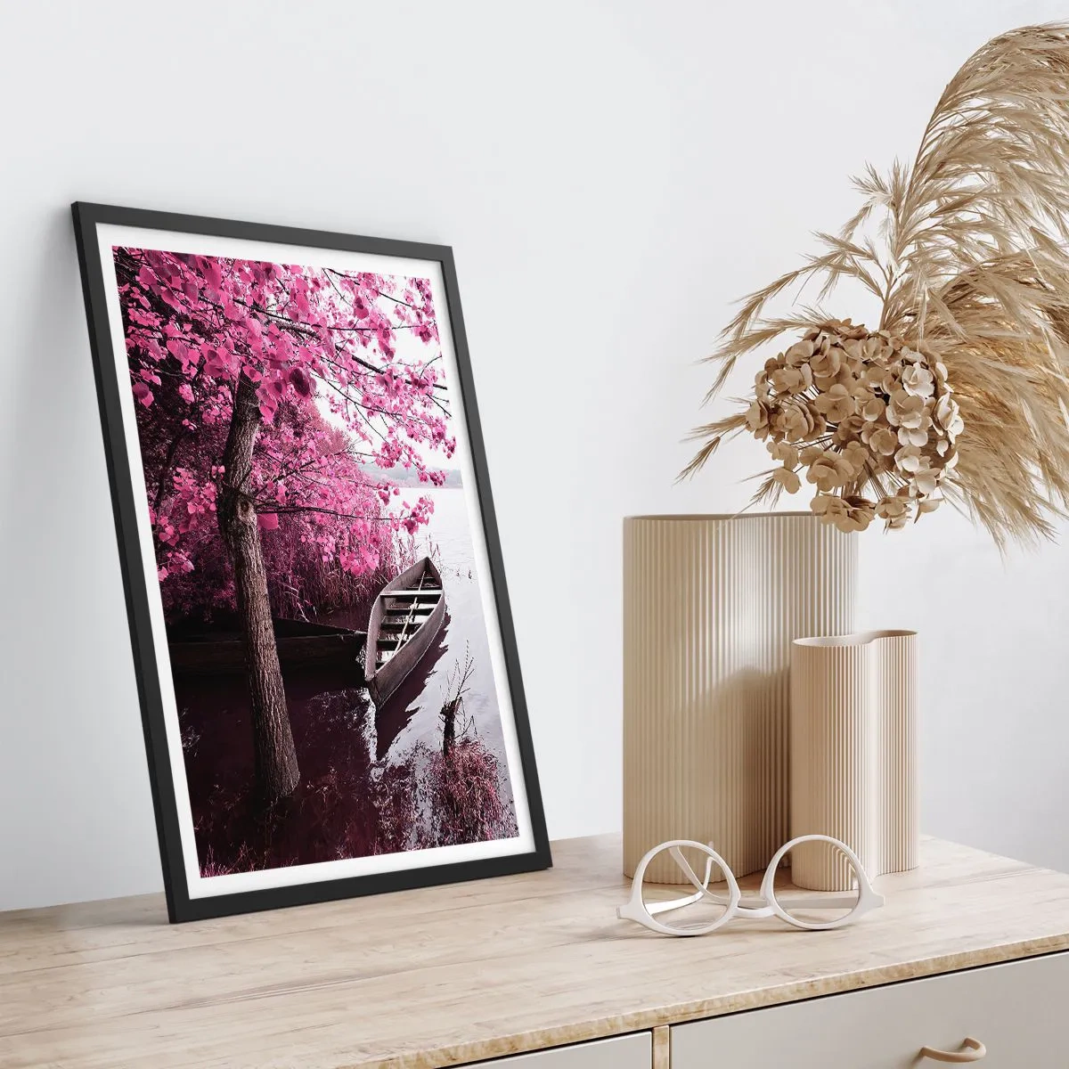 Poszter fehér keretben - Rózsaszín csendben - 70x100 cm