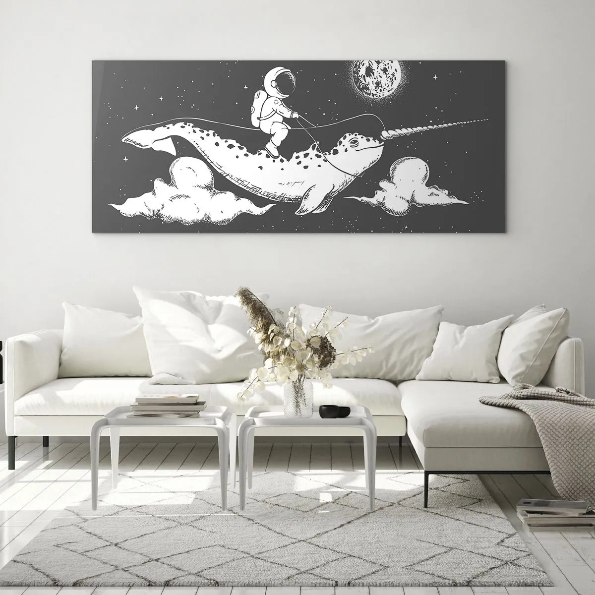 Üveg kép - Űrlovas - 100x40 cm