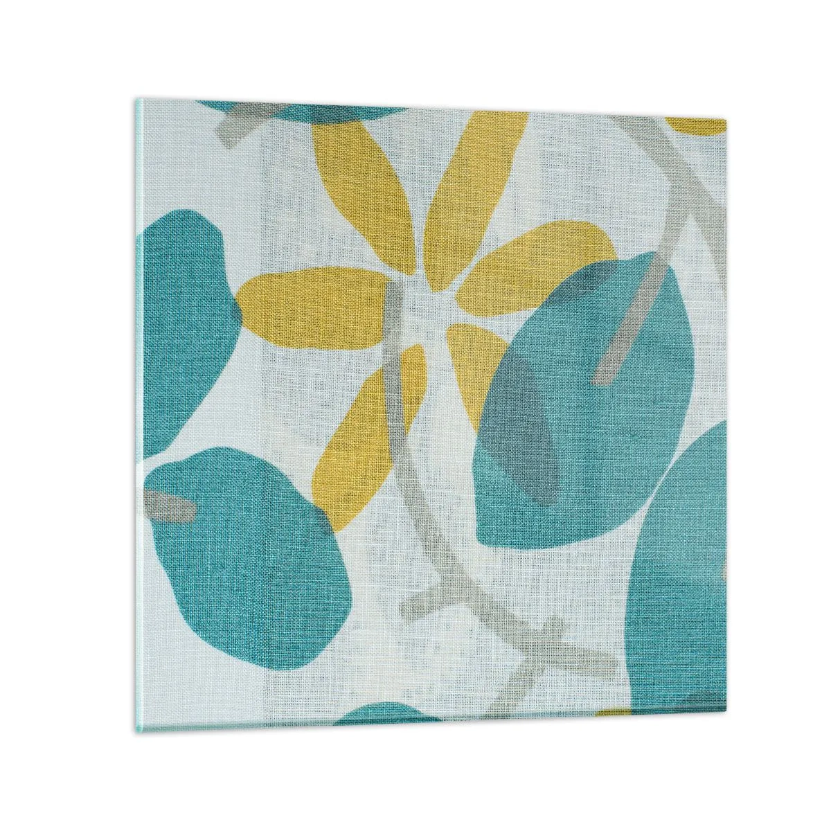 Üveg kép - Azúrkék levelek között - 40x40 cm