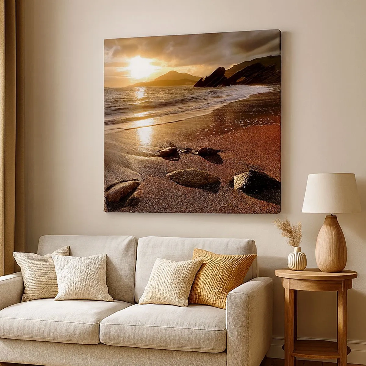 Vászonkép - Kövesd a napot a dombok felé - 30x30 cm