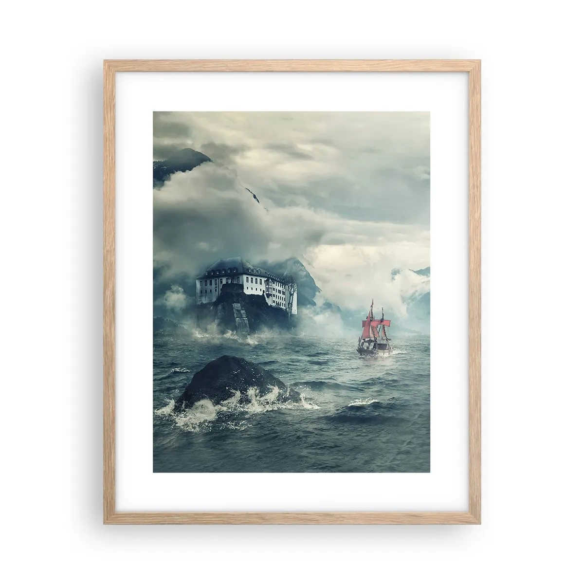 Poszter világos tölgy keretben - Varázslatos vizeken - 40x50 cm