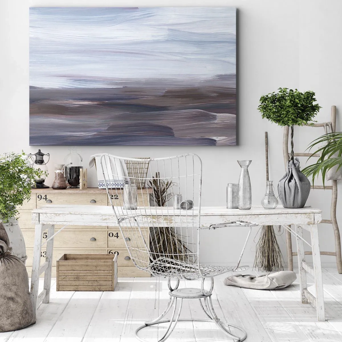 Vászonkép - Finom absztrakció pasztell tónusú, finom ecsetvonásokkal. - 70x50cm - Elemek: víz - Modern fali dekoráció nappalihoz és hálószobához ARTTOR
