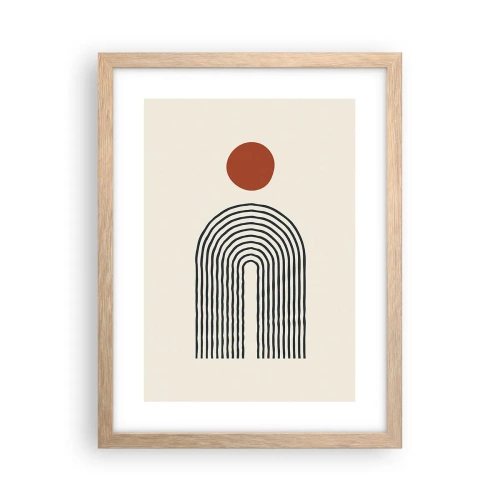 Poszter világos tölgy keretben - Formák és színek vonzalma - 30x40 cm