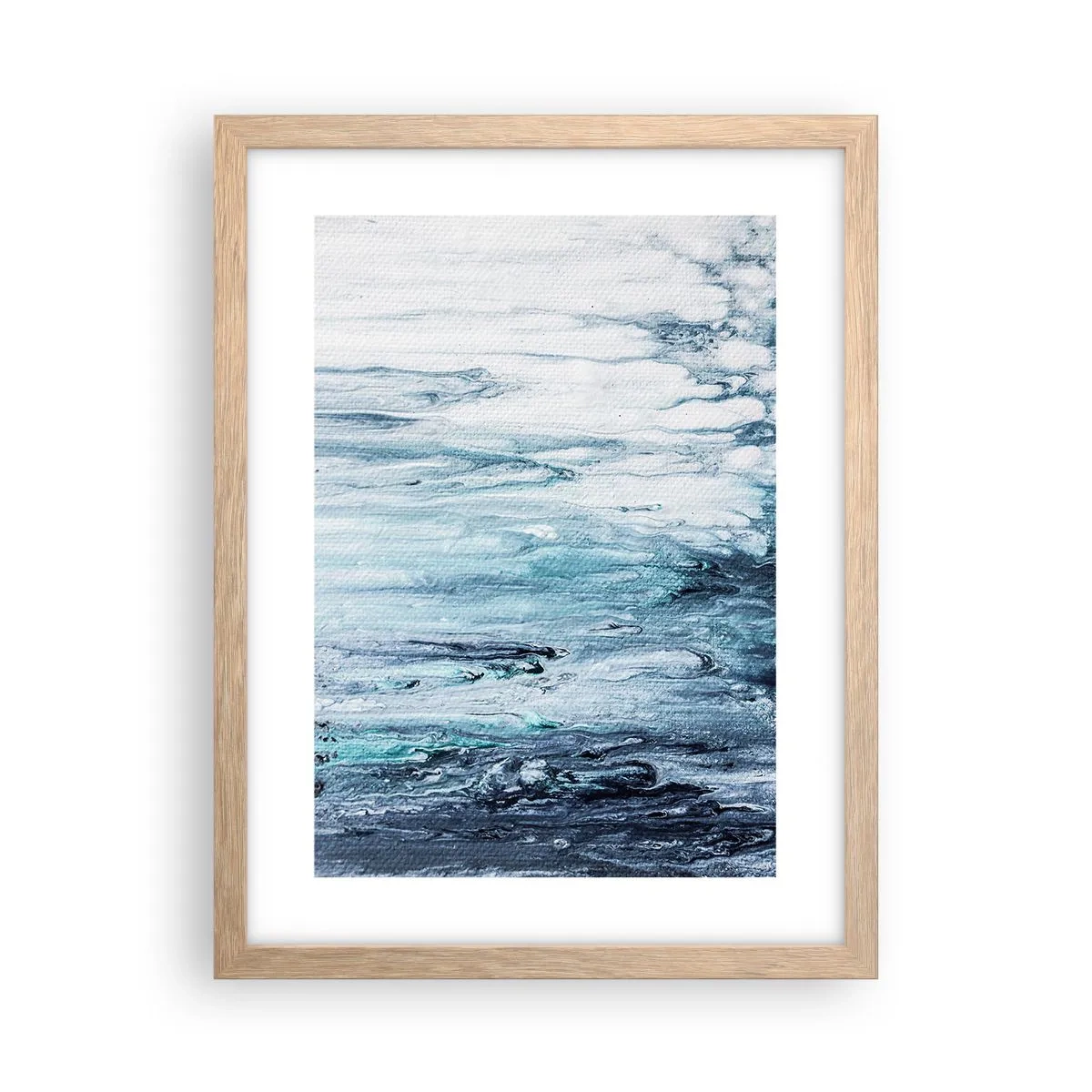 Poszter világos tölgy keretben - Kék jégcsapok - 30x40 cm