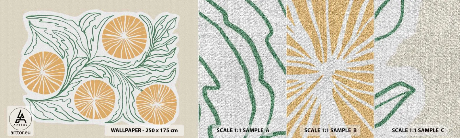 Fotótapéta Minta Premium Canvas - Etnikus egy csipet absztrakcióval - Boho, Citrom, Minimalizmus - 100x30 cm