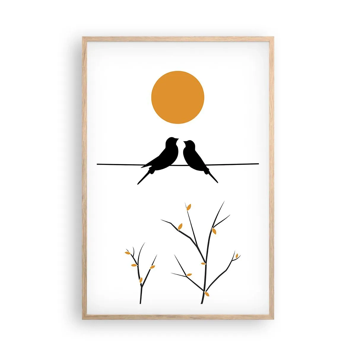 Poszter világos tölgy keretben - Fülemüle este - 61x91 cm