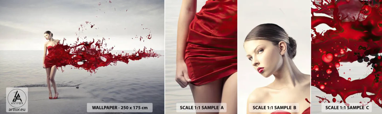 Fotótapéta Minta Standard Eco - Szenvedélyes, mint a skarlát - Nő, Modell, Grafika - 100x30 cm