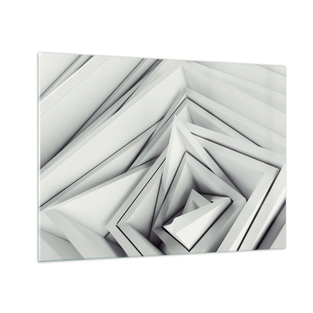 Üveg kép - Háromdimenziós geometriai formák szürke árnyalatokban - 70x50cm - Éles szögek bimbóznak - Modern fali dekoráció nappalihoz és hálószobához ARTTOR