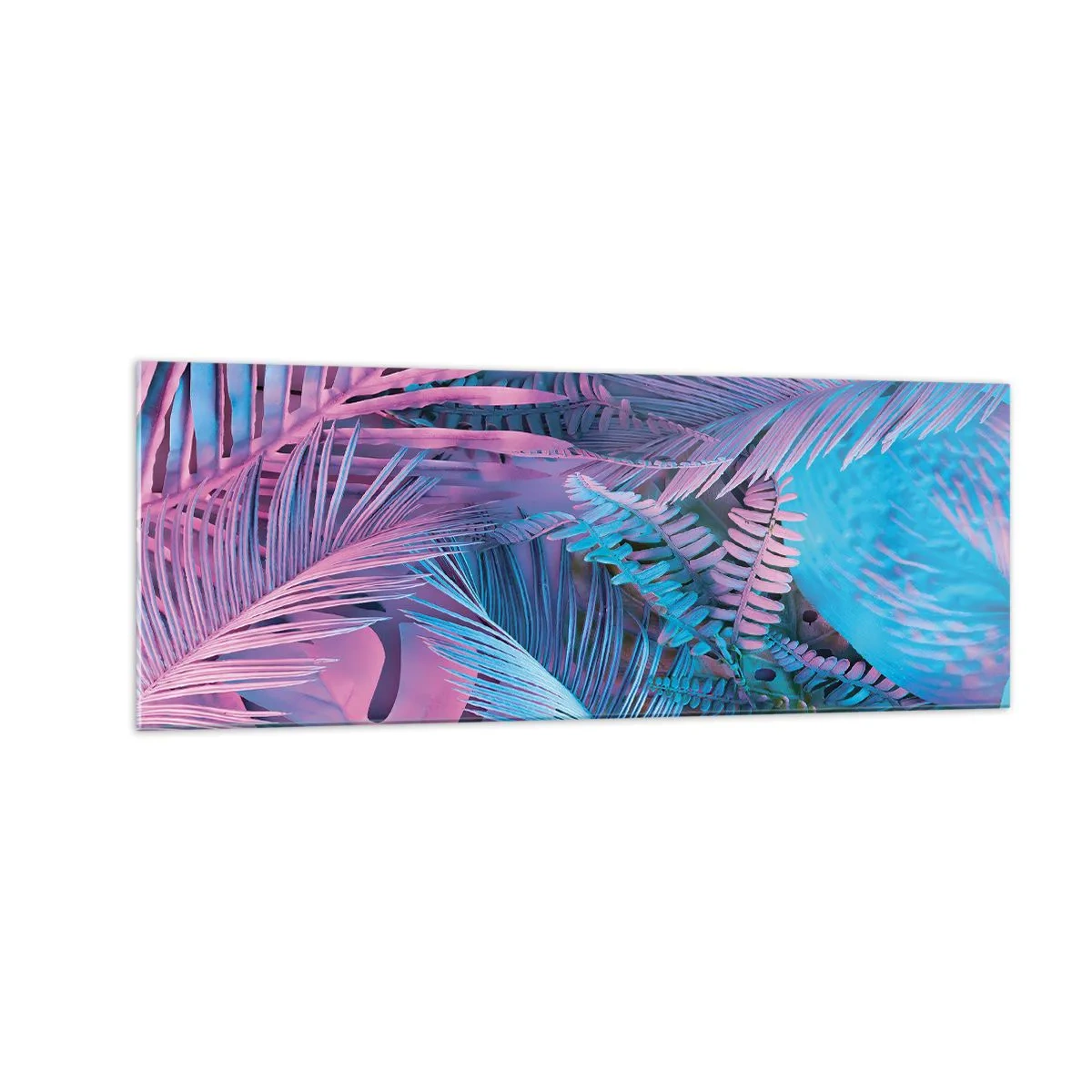 Üveg kép - Trópusok rózsaszínben és kékben - 140x50 cm
