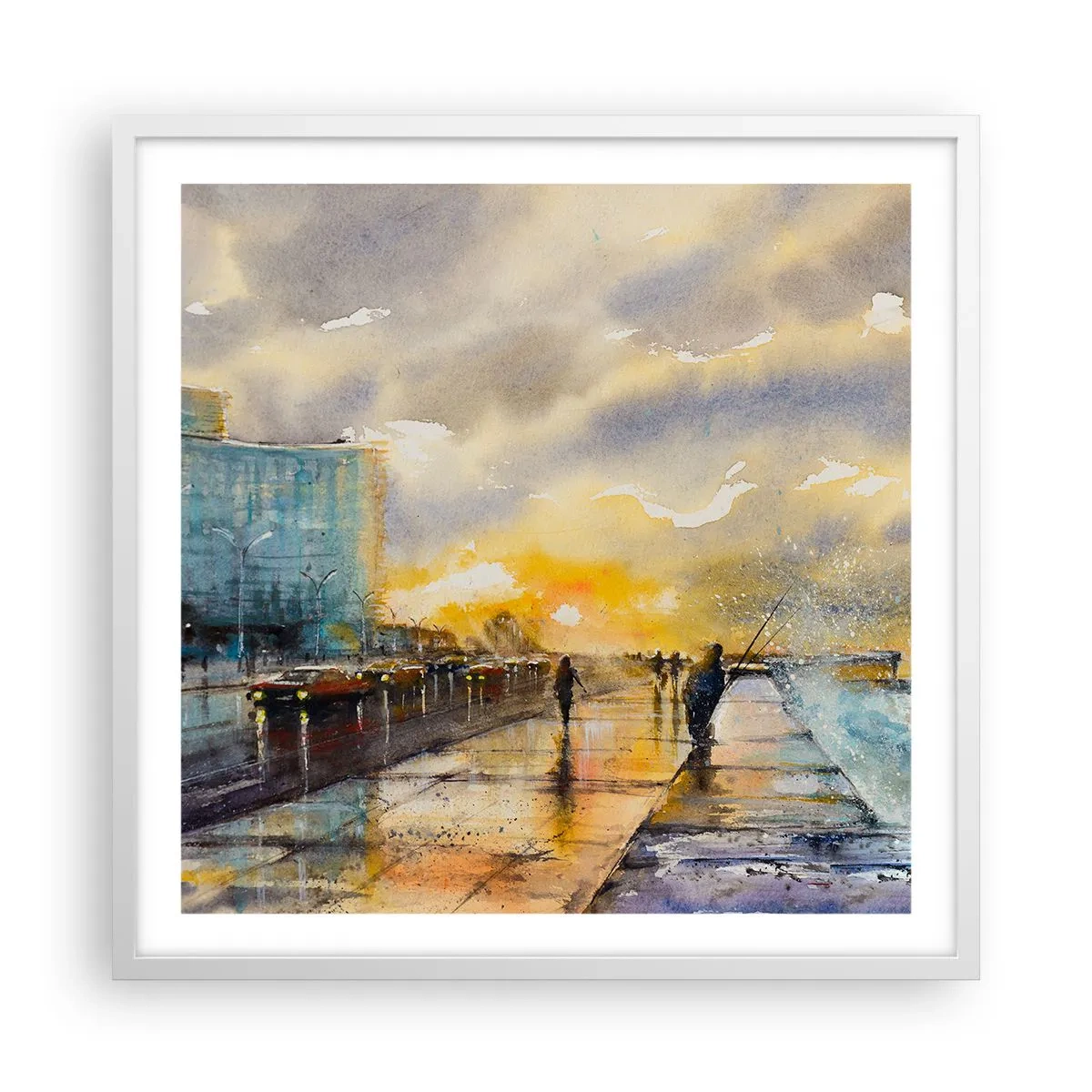 Poszter fekete keretben - Élet a parton - 60x60 cm