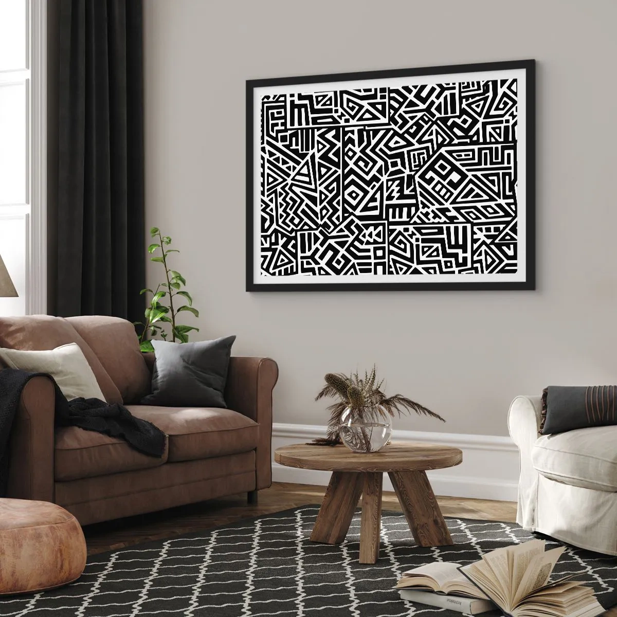 Poszter fehér keretben - Kolumbusz előtti kompozíció - 91x61 cm