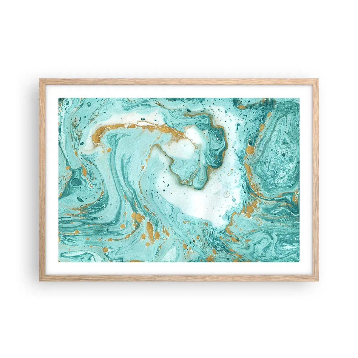 Poszter világos tölgy keretben - Az Edo-korszak nagy hulláma alatt - 70x50 cm