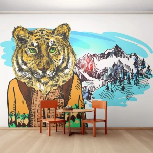 Fotótapéta Premium Sand - Nem olyan vad, mint ahogy lerajzolják - Absztrakció, Tigris, Hegyek - 450x315 cm