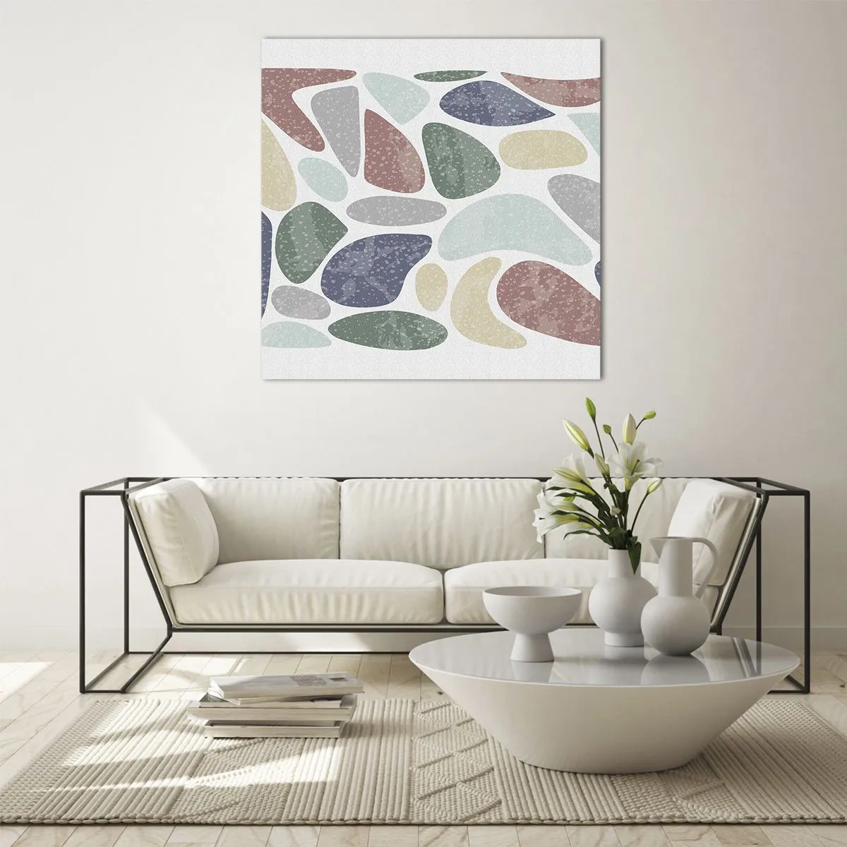 Üveg kép - Mozaik púderes színekből - 70x70 cm