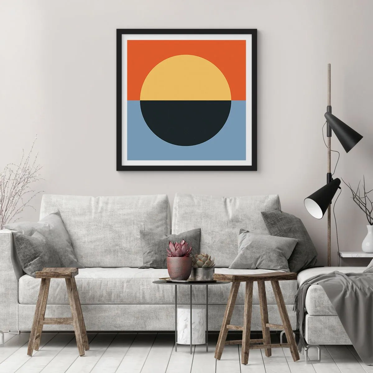 Poszter fehér keretben - A meleg és a hideg kompozíciója - 30x30 cm