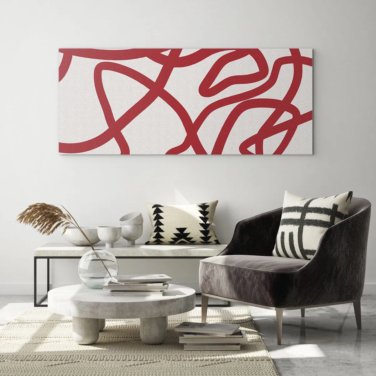 Üveg kép - Piros a fehéren - 100x40 cm