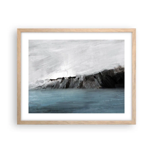 Poszter világos tölgy keretben - Víz - föld: az elemek összecsapása - 50x40 cm