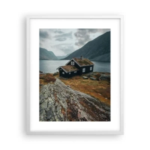 Poszter fekete keretben - Fjord nyári üdülőhely - 40x50 cm