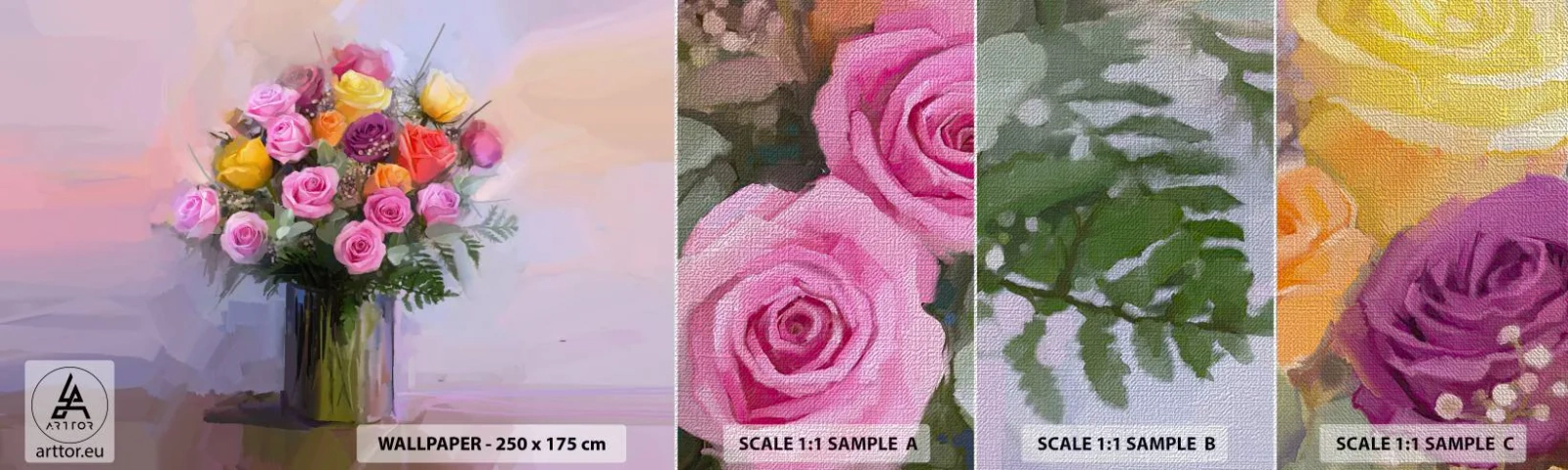 Fotótapéta Minta Premium Canvas - Megtartott szépség - Váza virágokkal, Csokor virág, Darab - 100x30 cm