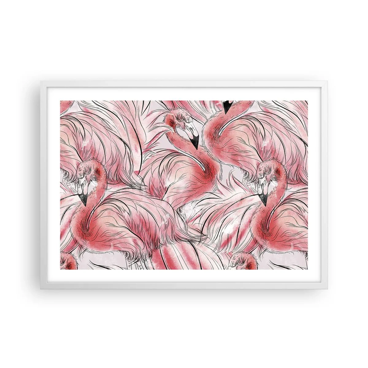 Poszter fekete keretben - Madári corps de ballet - 70x50 cm