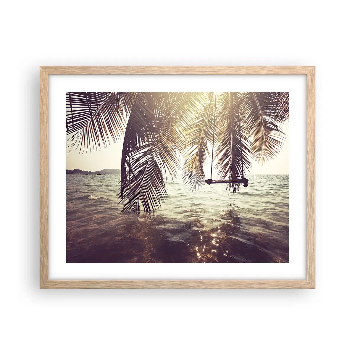 Poszter világos tölgy keretben - Tetszés szerint hintázhat a felhők között - 50x40 cm